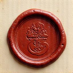 Vintage wax seal with Royal Spade Collective's emblem, partially faded.