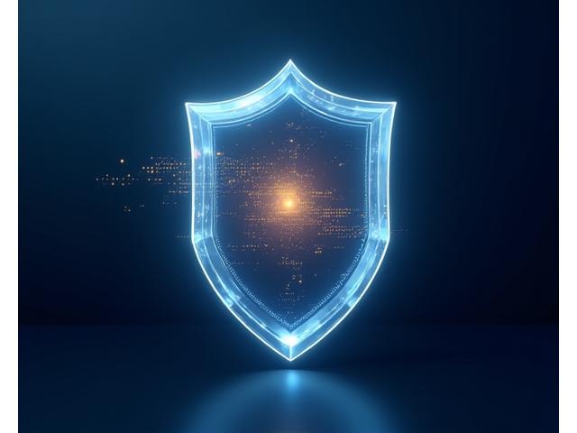 Abstract representation of secure data transfer and ethical considerations, with interconnected nodes and a protective shield motif