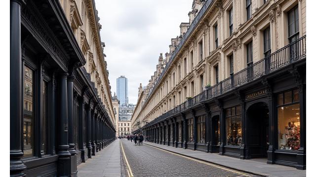Victorian era buildings in a London business district