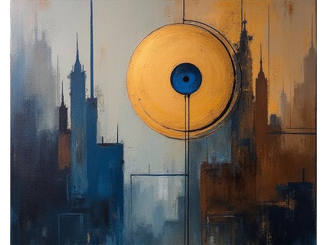 Abstract depiction of early 20th-century London modernist art, focusing on a forgotten movement.