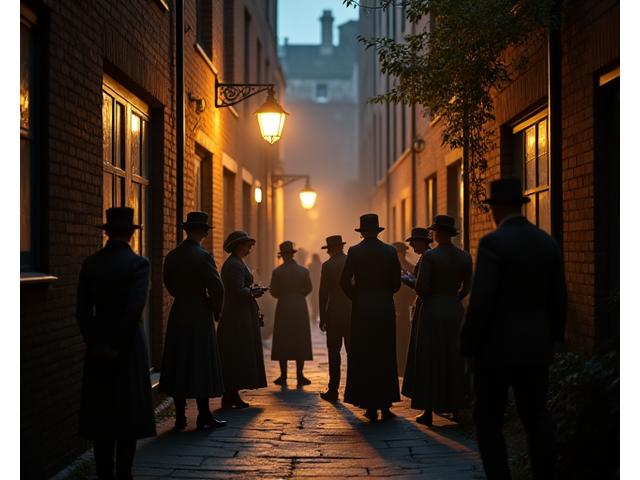 Illustration of a lantern parade during the Victorian era, depicting a unique community practice.